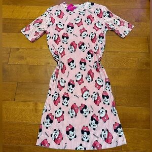Panda Bears embossed elastic fabric mid dress